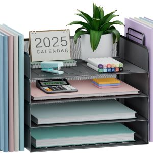 Aimeaihe 4 Tier Stackable Paper Tray Organizer for Desk.
